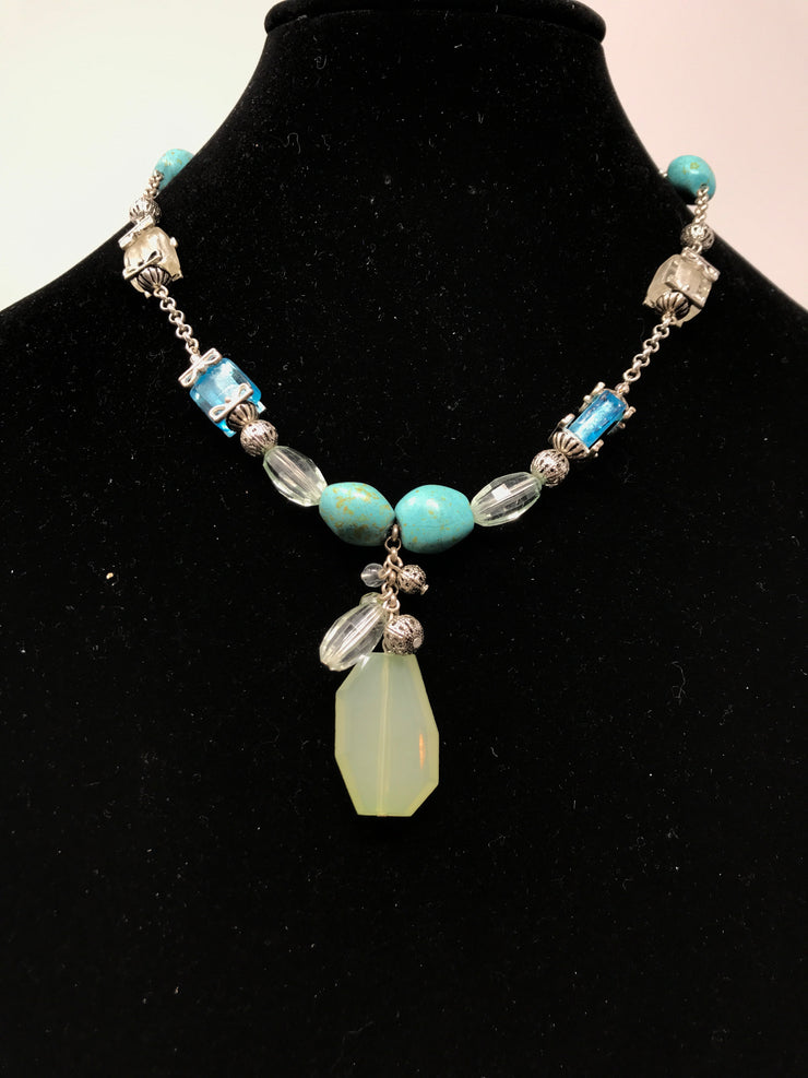 CRYSTAL/TURQUOISE NECKLACE