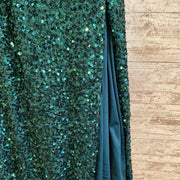 GREEN SPARKLY LONG DRESS