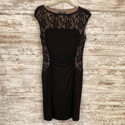 BLACK/TAN LACE SHORT DRESS