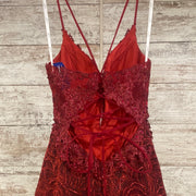 BURGUNDY A LINE GOWN