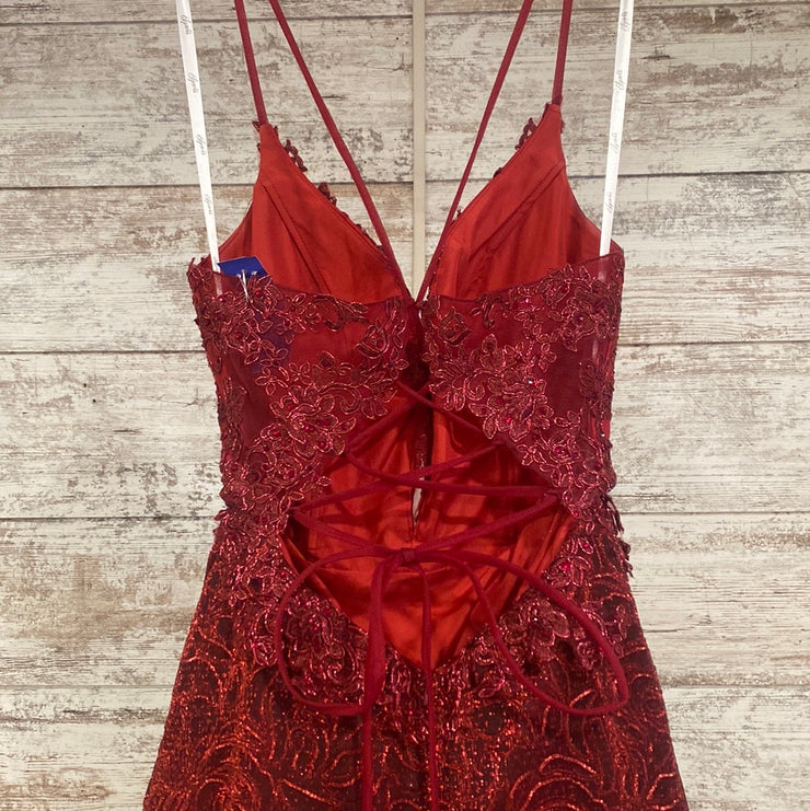 BURGUNDY A LINE GOWN