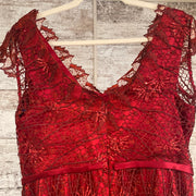 RED LACE LONG DRESS $325