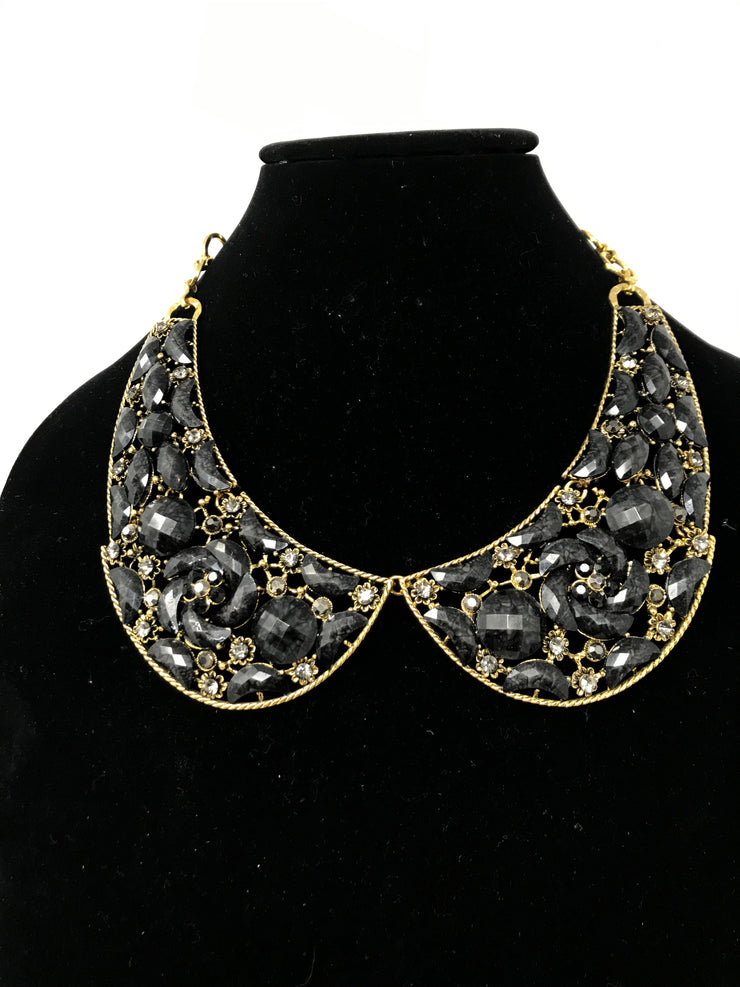 GOLD/BLACK GEMMED NECKLACE