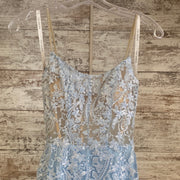 BLUE SPARKLY LONG EVENING GOWN