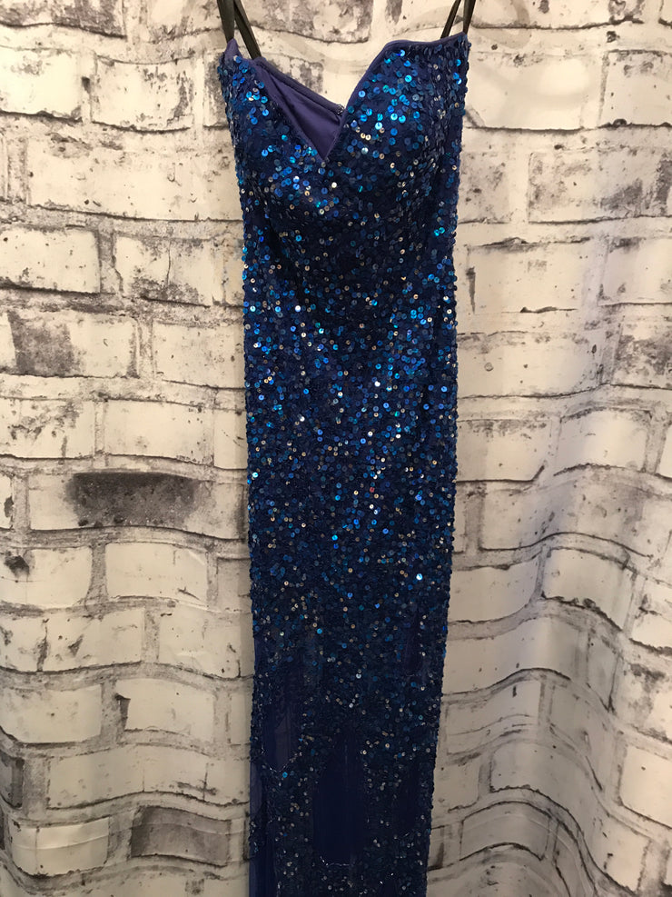 BLUE SPARKLY LONG EVENING GOWN