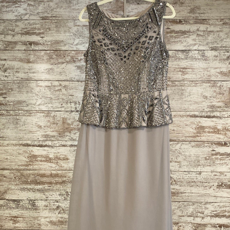 GRAY SEQUIN TOP LONG DRESS