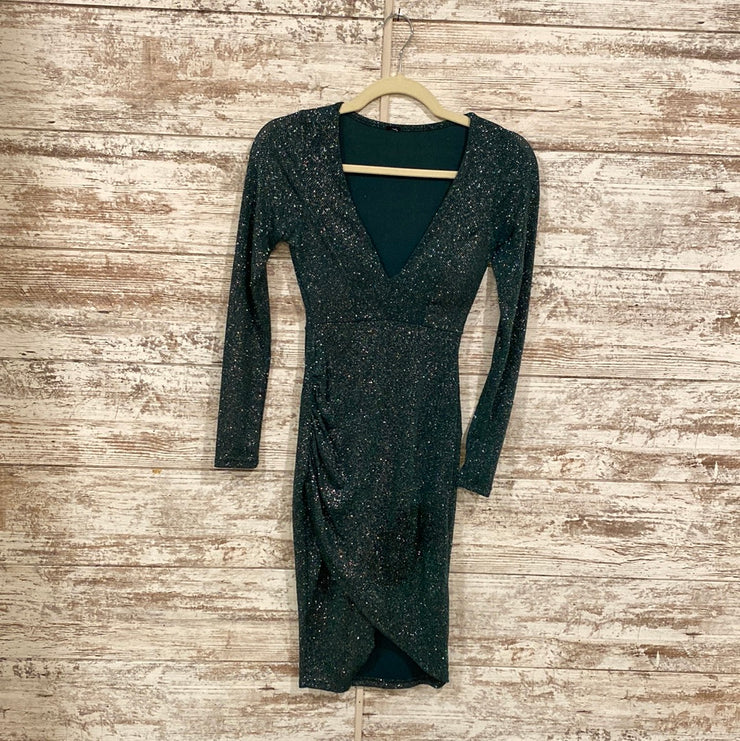 GREEN SPARKLY SHORT DRESS