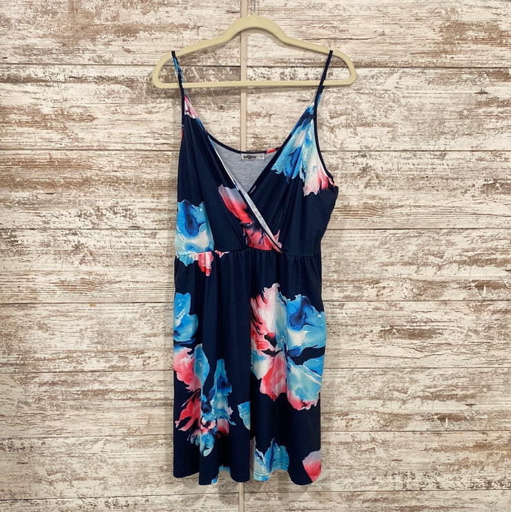 NAVY/FLORAL SHORT DRESS