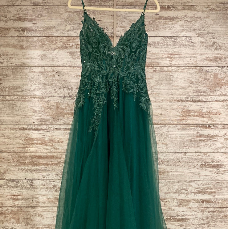 GREEN A LINE GOWN
