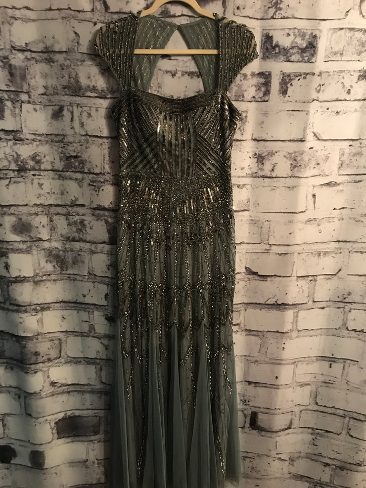 SILVER FULL BEADED LONG GOWN