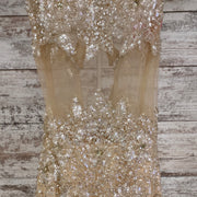 TAN/GOLD BEADED MERMAID GOWN