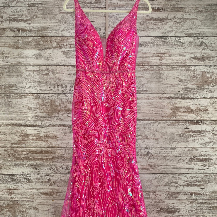 PINK SPARKLY LONG EVENING GOWN
