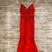 RED BEADED MERMAID GOWN