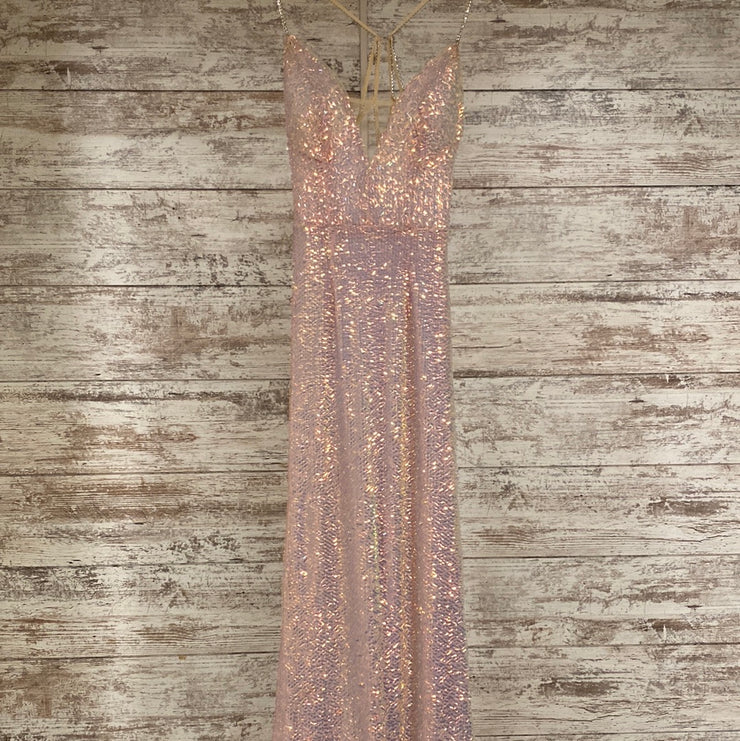 PINK SEQUIN LONG EVENING GOWN