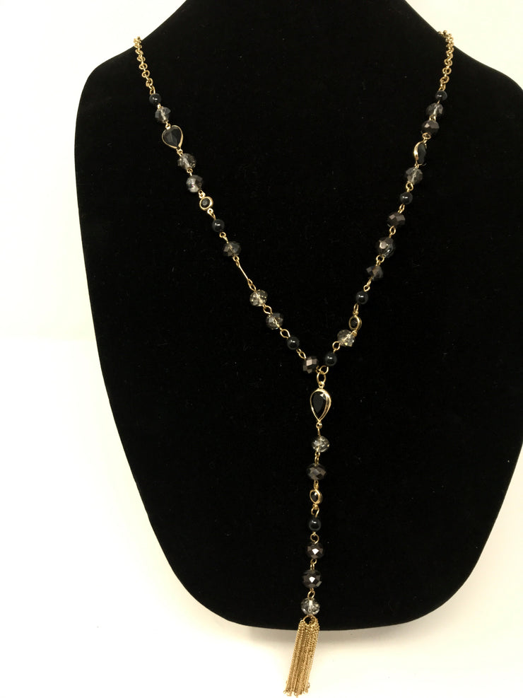 GOLD/GRAY/BLACK BEAD NECKLACE