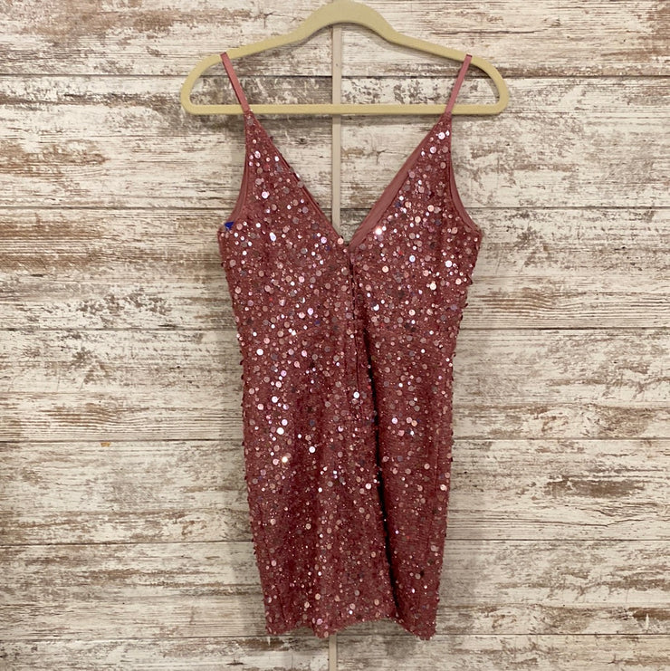 PINK SEQUIN SHORT DRESS