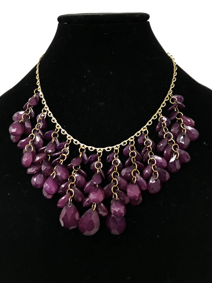 PURPLE GEMMED GOLD NECKLACE