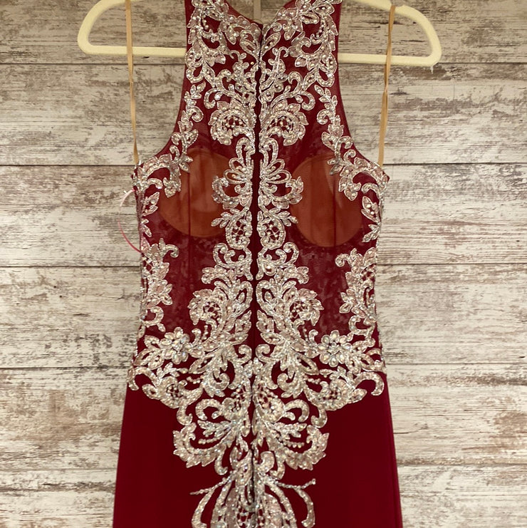 BURGUNDY/SILVER LONG DRESS