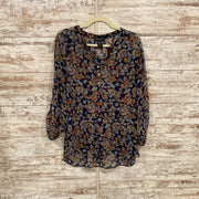 NAVY/FLORAL LONG SLEEVE TOP