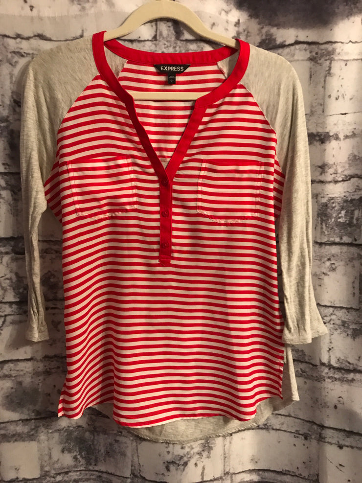 RED/GRAY STRIPED TOP