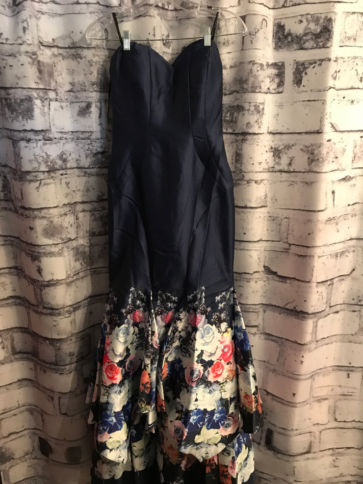 NAVY/FLORAL MERMAID GOWN (NEW)