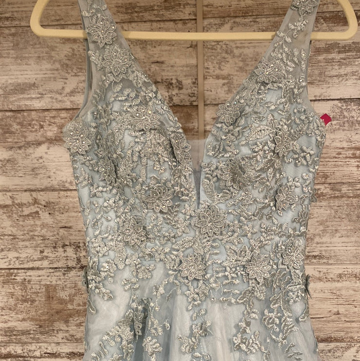 BLUE/FLORAL A LINE GOWN