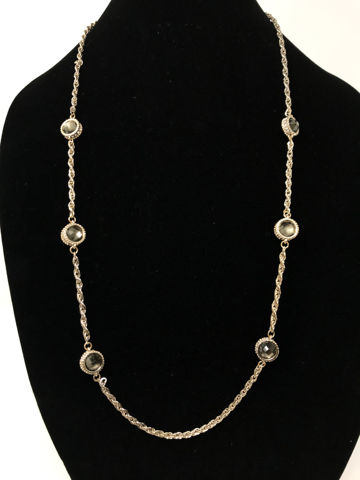 SILVER W/GRAY GEMS NECKLACE