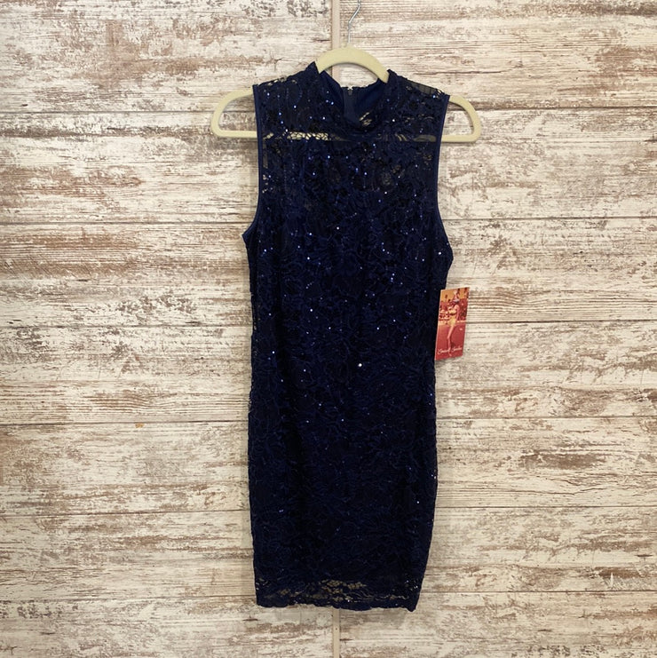 NAVY LACE SHORT DRESS