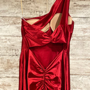 RED ONE SHOULDER LONG DRESS