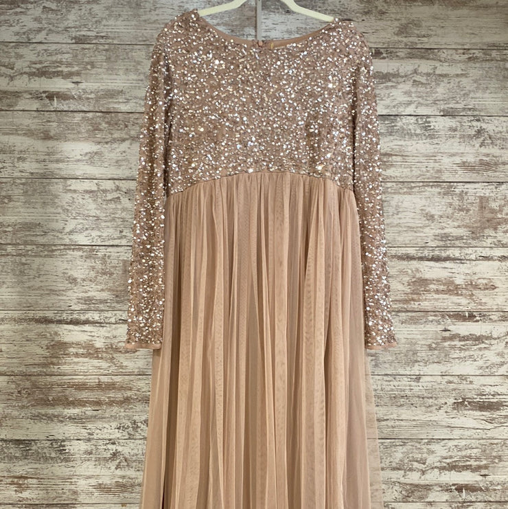 TAN/GOLD A LINE GOWN