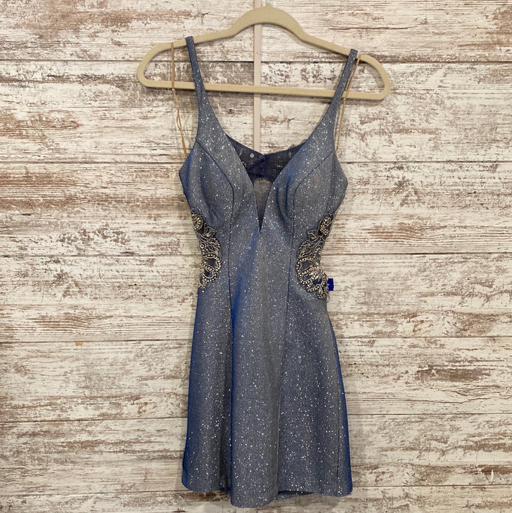 BLUE SPARKLY SHORT DRESS