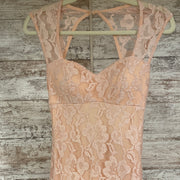 PEACH LACE LONG DRESS