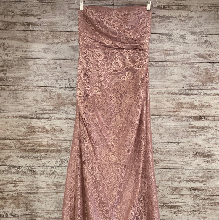 PINK LACE LONG EVENING GOWN