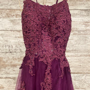 PURPLE/FLORAL A LINE GOWN