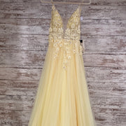 YELLOW/FLORAL A LINE GOWN-NEW