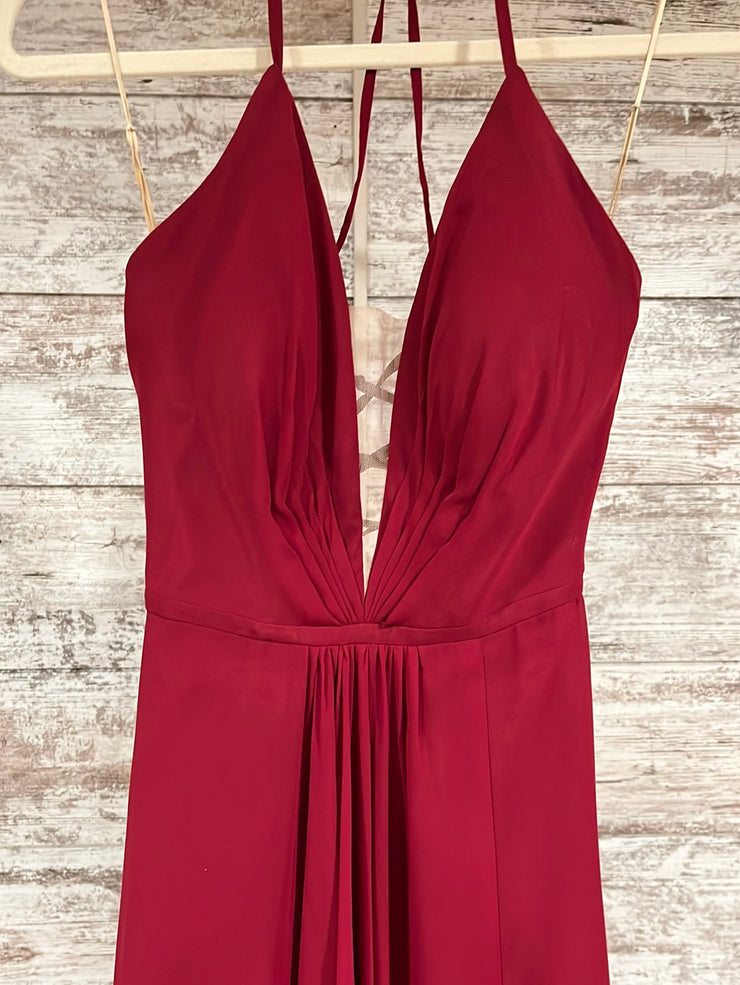 BURGUNDY LONG EVENING GOWN