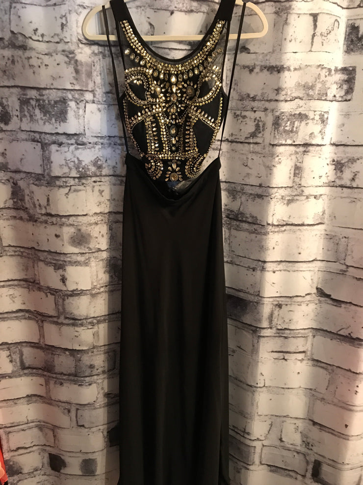 BLACK/GOLD 2 PC LONG GOWN SET