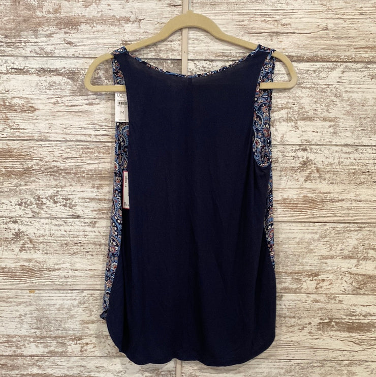NAVY/FLORAL SLEEVELESS TOP $36