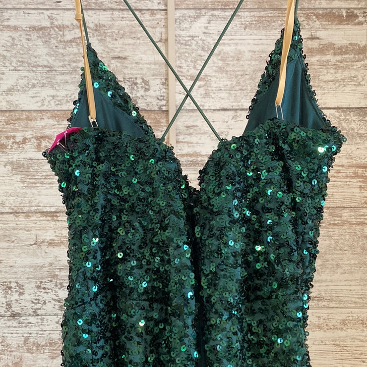 GREEN SPARKLY LONG DRESS