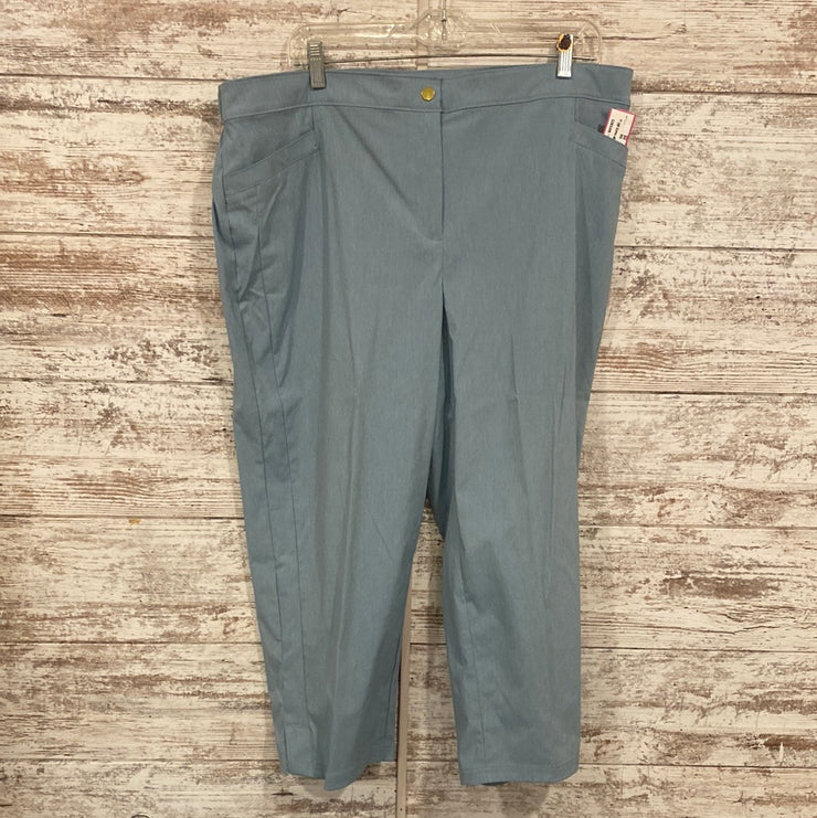 BLUE STRETCH CROP PANTS $89