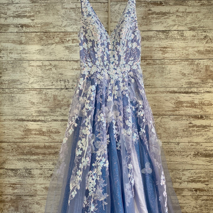 LAVENDER/FLORAL A LINE GOWN