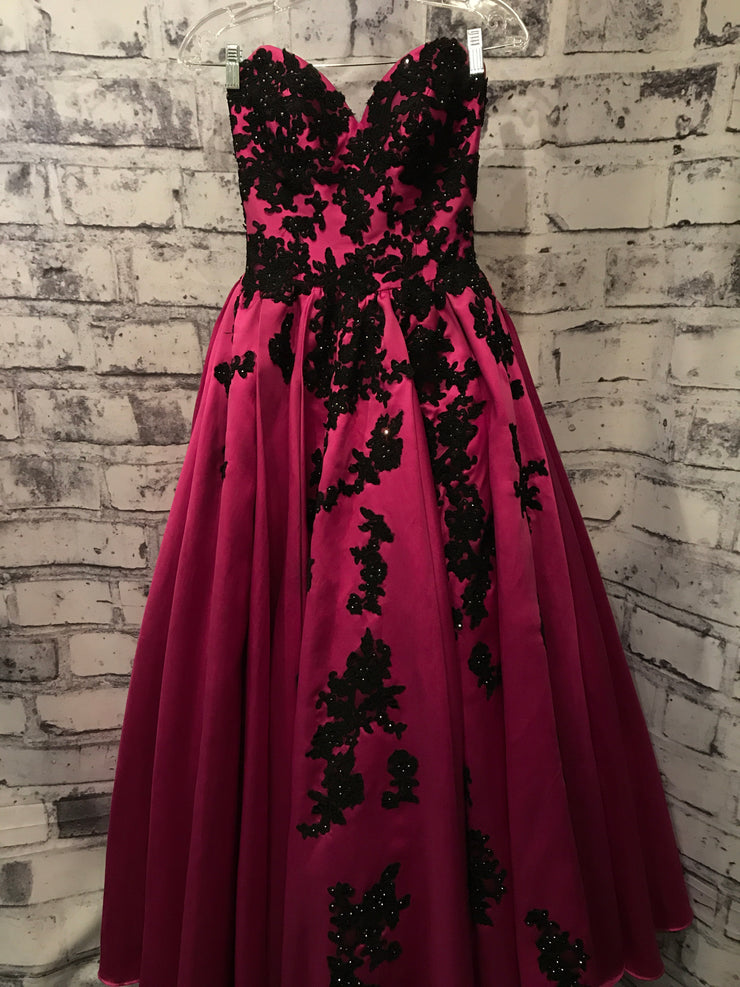 red and black princess dress Black Velvet W/ Red Ribboned Tulle Dress - Size: 2T