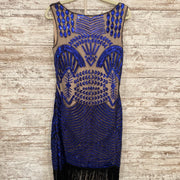 ROYAL BLUE FRINGE SHORT DRESS