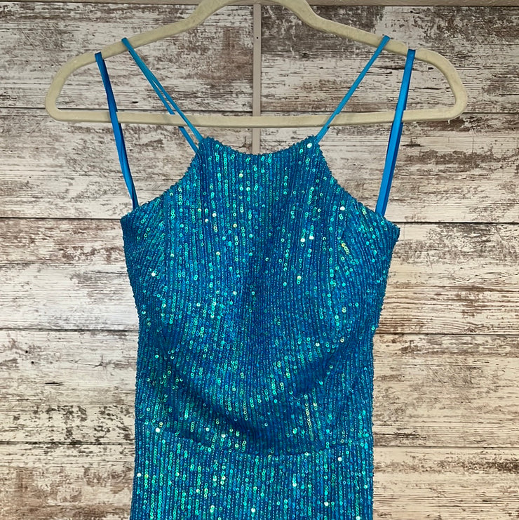 BLUE SPARKLY LONG GOWN (NEW)