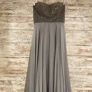 GRAY/SILVER LONG EVENING GOWN