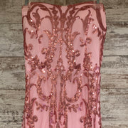 PINK SEQUIN LONG EVENING GOWN