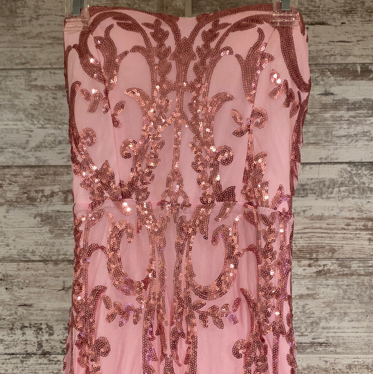 PINK SEQUIN LONG EVENING GOWN