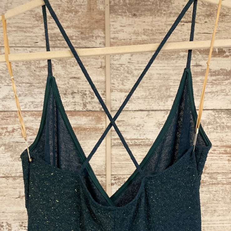 GREEN SPARKLY LONG DRESS