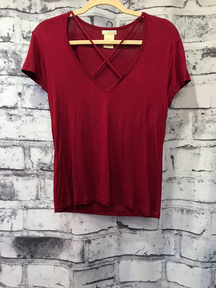 BURGUNDY SHORT SLEEVE TOP