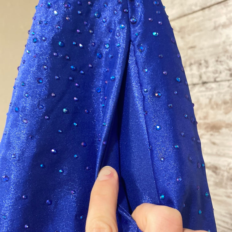 ROYAL BLUE SPARKLY A LINE GOWN